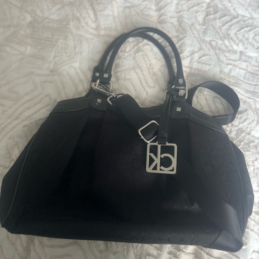 Calvin Klein Black Shoulder Bag with Silver Hardware